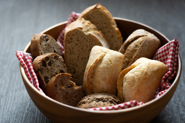 bread on black wooden table