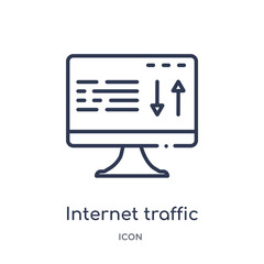internet traffic icon from technology outline collection. Thin line internet traffic icon isolated on white background.