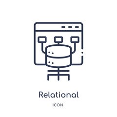 relational database management system icon from technology outline collection. Thin line relational database management system icon isolated on white background.