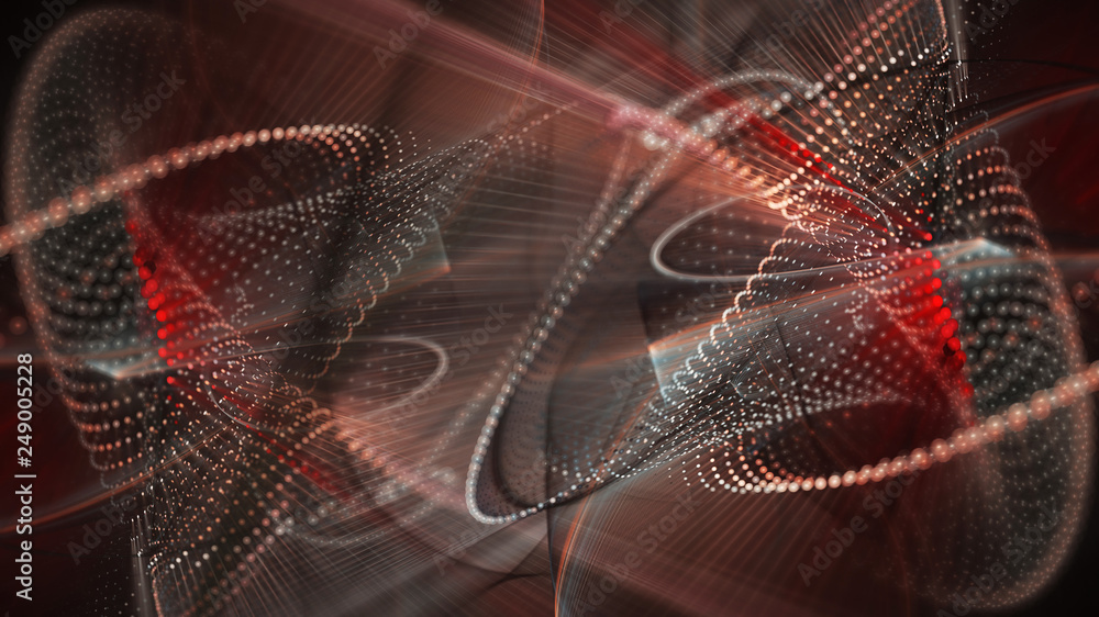 Poster abstract background. 3d illustration. fractal graphics composition of dots, waves and rays of light.