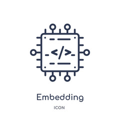 embedding icon from technology outline collection. Thin line embedding icon isolated on white background.