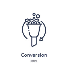 conversion icon from technology outline collection. Thin line conversion icon isolated on white background.