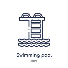 swimming pool ladder icon from summer outline collection. Thin line swimming pool ladder icon isolated on white background.