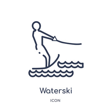 waterski icon from summer outline collection. Thin line waterski icon isolated on white background.