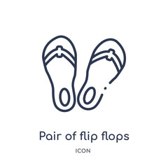 pair of flip flops icon from summer outline collection. Thin line pair of flip flops icon isolated on white background.