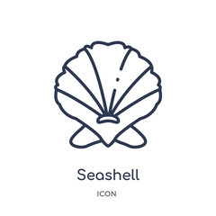 seashell icon from summer outline collection. Thin line seashell icon isolated on white background.