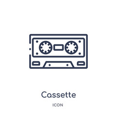cassette icon from summer outline collection. Thin line cassette icon isolated on white background.