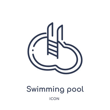 swimming pool icon from summer outline collection. Thin line swimming pool icon isolated on white background.