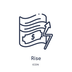 rise icon from success outline collection. Thin line rise icon isolated on white background.
