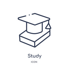 study icon from success outline collection. Thin line study icon isolated on white background.