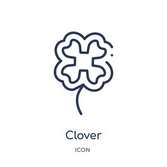 clover icon from success outline collection. Thin line clover icon isolated on white background.