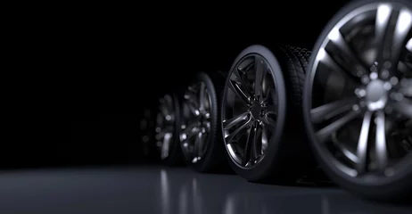 Fotobehang Alloy wheels tire auto cast © evgeniy