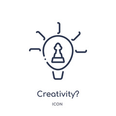 creativity? icon from strategy outline collection. Thin line creativity? icon isolated on white background.