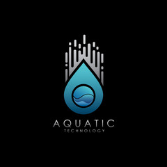 Digital Water Drop Letter Logo