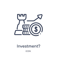 investment? icon from strategy outline collection. Thin line investment? icon isolated on white background.
