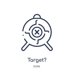target? icon from strategy outline collection. Thin line target? icon isolated on white background.