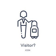 visitor? icon from strategy outline collection. Thin line visitor? icon isolated on white background.