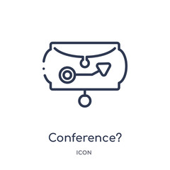 conference? icon from strategy outline collection. Thin line conference? icon isolated on white background.