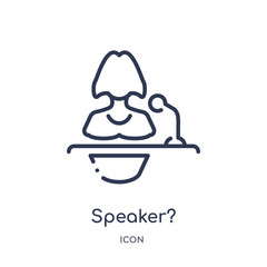 speaker? icon from strategy outline collection. Thin line speaker? icon isolated on white background.