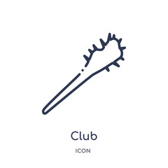 club icon from stone age outline collection. Thin line club icon isolated on white background.
