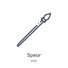 spear icon from stone age outline collection. Thin line spear icon isolated on white background.