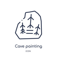 cave painting icon from stone age outline collection. Thin line cave painting icon isolated on white background.