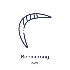 boomerang icon from stone age outline collection. Thin line boomerang icon isolated on white background.