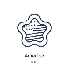 america icon from united states outline collection. Thin line america icon isolated on white background.