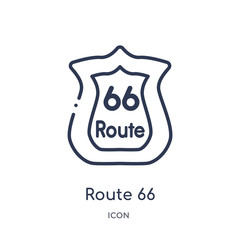 route 66 icon from united states outline collection. Thin line route 66 icon isolated on white background.