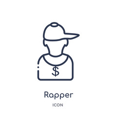 rapper icon from united states outline collection. Thin line rapper icon isolated on white background.