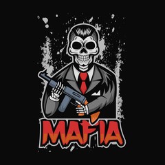 skull mafia vector illustration