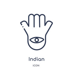 indian icon from united states outline collection. Thin line indian icon isolated on white background.