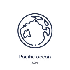 pacific ocean icon from united states of america outline collection. Thin line pacific ocean icon isolated on white background.