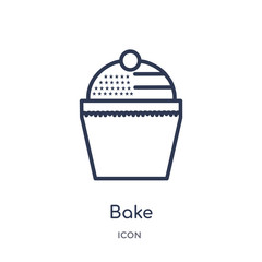 bake icon from united states of america outline collection. Thin line bake icon isolated on white background.