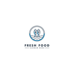 Fish logo template, seafood icon design - vector