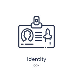 identity icon from startup outline collection. Thin line identity icon isolated on white background.