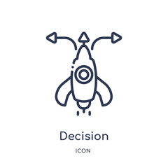 decision icon from startup outline collection. Thin line decision icon isolated on white background.