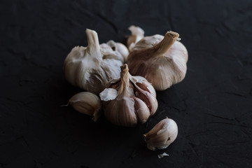 Garlic on a black background