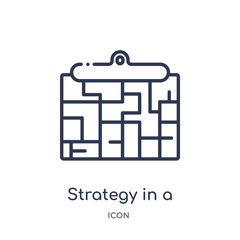 strategy in a labyrinth icon from startup stategy and success outline collection. Thin line strategy in a labyrinth icon isolated on white background.