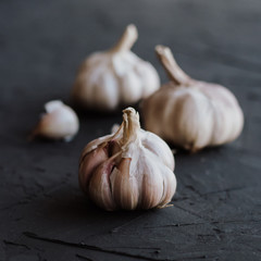 Garlic on a black background