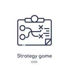 Fototapeta na wymiar strategy game icon from startup stategy and success outline collection. Thin line strategy game icon isolated on white background.