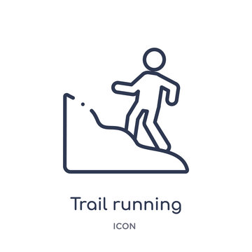 trail running icon from sport outline collection. Thin line trail running icon isolated on white background.