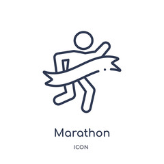 marathon icon from sport outline collection. Thin line marathon icon isolated on white background.