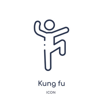 kung fu icon from sport outline collection. Thin line kung fu icon isolated on white background.