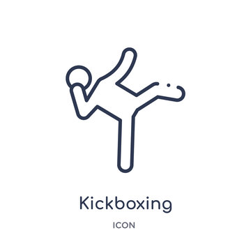 Kickboxing Icon From Sport Outline Collection. Thin Line Kickboxing Icon Isolated On White Background.