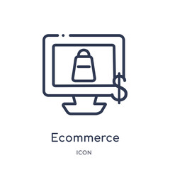 ecommerce icon from social media marketing outline collection. Thin line ecommerce icon isolated on white background.