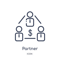 partner icon from social media marketing outline collection. Thin line partner icon isolated on white background.