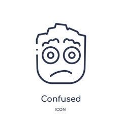 confused icon from smiles outline collection. Thin line confused icon isolated on white background.