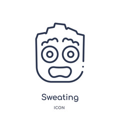 sweating icon from smiles outline collection. Thin line sweating icon isolated on white background.