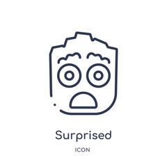 surprised icon from smiles outline collection. Thin line surprised icon isolated on white background.